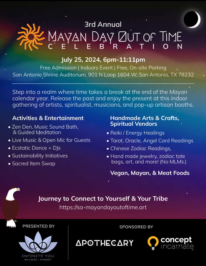 Mayan day of out time 2024 flyer